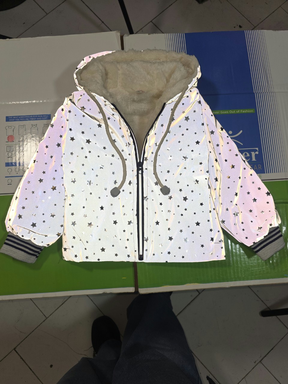 کاپشن دخترانه جیبدار توخز طوسی CT سایز50