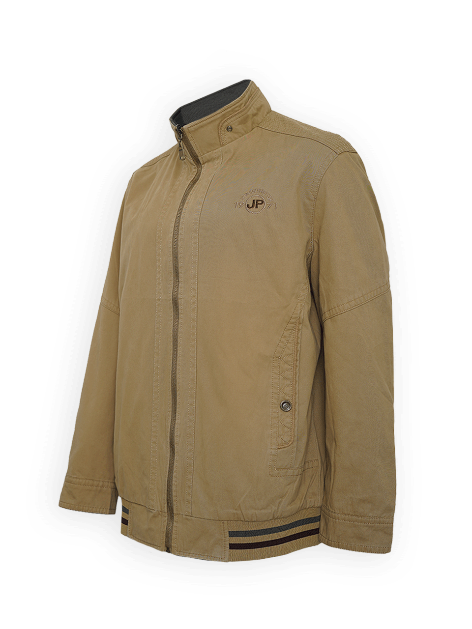 کاپشن بهاره مردانه دورو پایین کش جیپ کتان کرم CN8542 سایز7XL