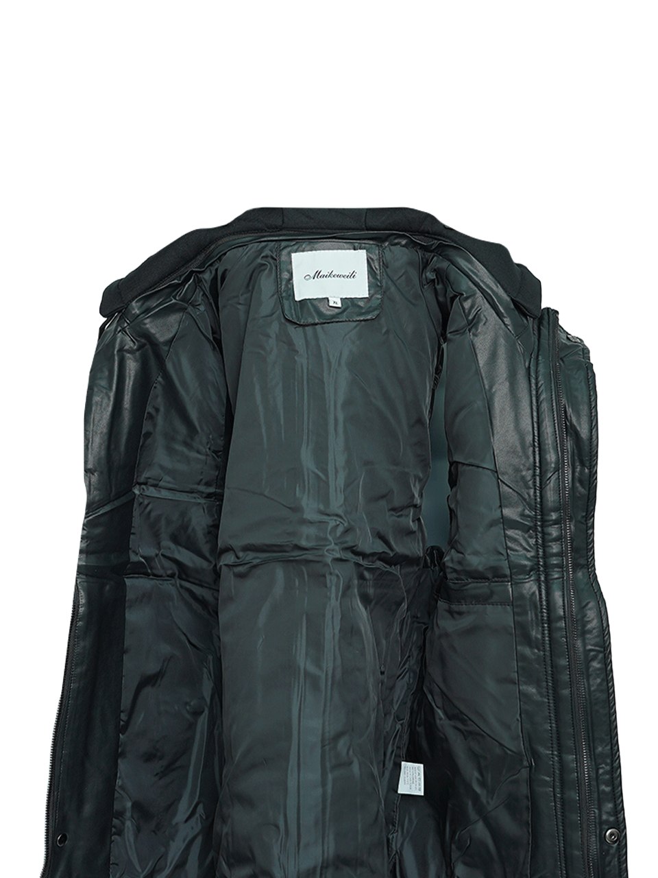 پافر مردانه جیبدار کلاهدار چرم مشکی BQ680 سایز2XL