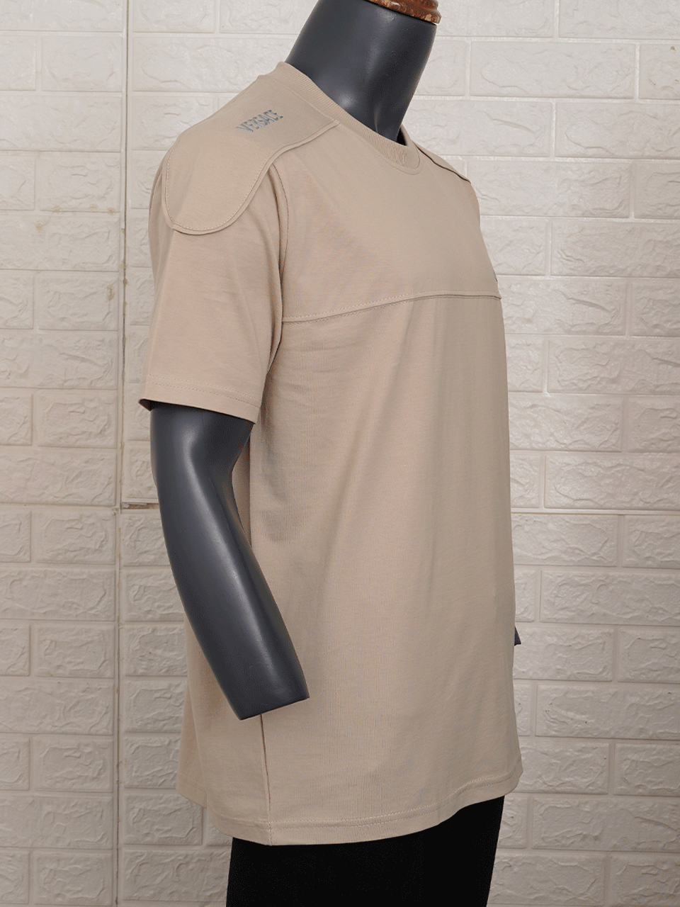 تیشرت مردانه یقه گرد پنبه ورساچ خاکی CQ
